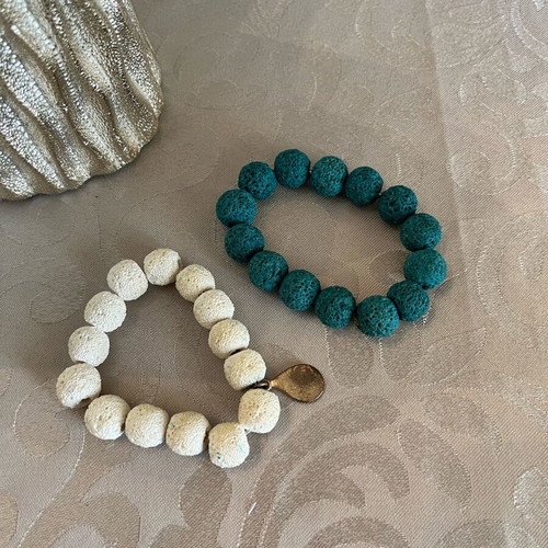 Bracelets with stones used, set of 2, white and turquoise