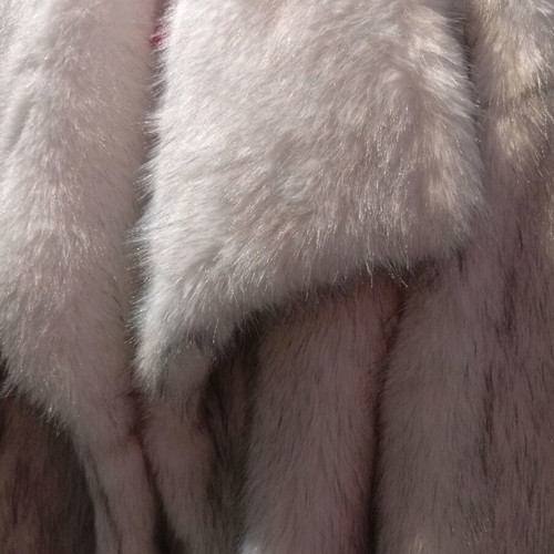 Fur coat new, eco-friendly, synthetic, one size, white with black patterns