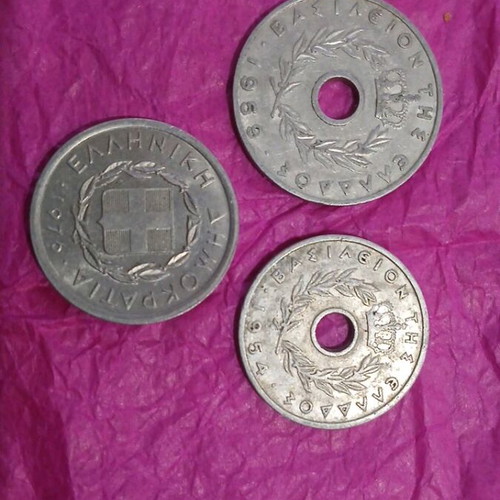 Collection of Old Greek Drachmas Coins used, Athena theme