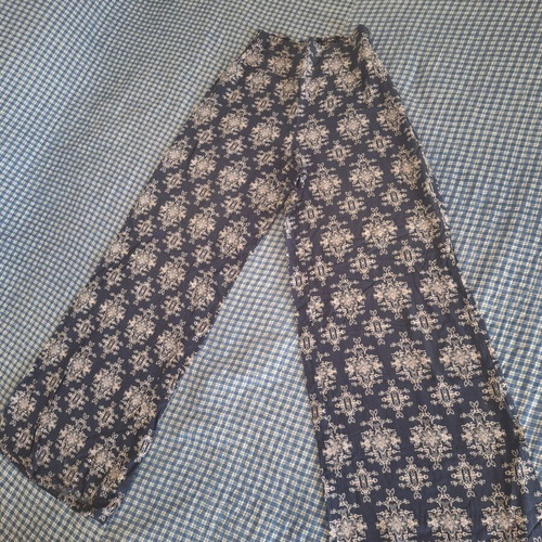 Tally Weijl Women's High-Waisted Wide-Leg Pants Used, Blue Check Pattern, Size XS