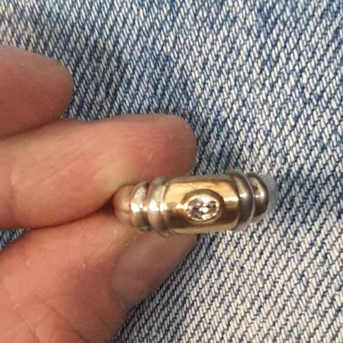 Silver gold ring 950 silver with 14K gold used, size 57