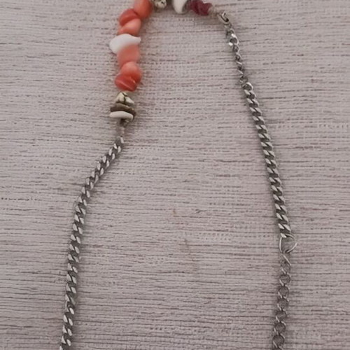 Steel ankle chain used with colorful stones and corals, adjustable size