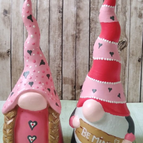 Handmade Valentines Gnomes set from gypsum