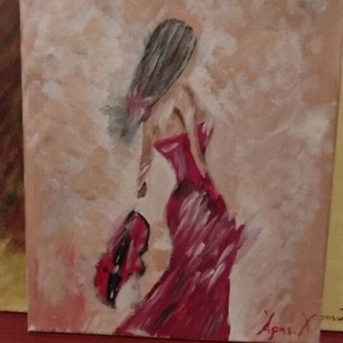 Paintings used, set of 2, medium acrylic