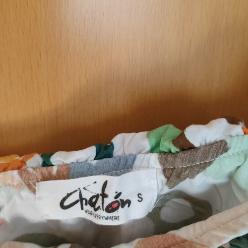Chaton cotton dress small size, one shoulder, used, colorful