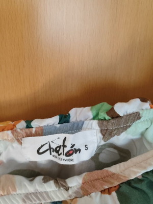 Chaton cotton dress small size, one shoulder, used, colorful