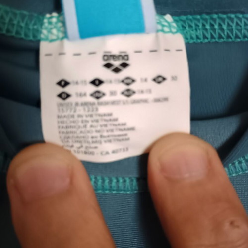Arena kids sun protection shirt new, turquoise and grey, size 14-15