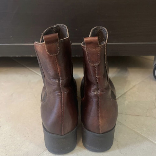Leather ankle boots size 38 used, burgundy-brown