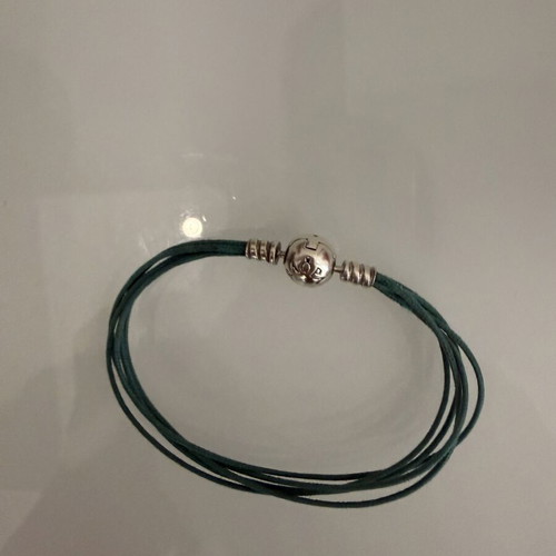 Pandora Moments βραχιόλι με πολύκλωνο υφασμάτινο κορδόνι τιρκουάζ μεταχειρισμένο