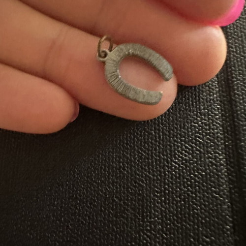 Vintage horseshoe pendant charm, embossed, textured back