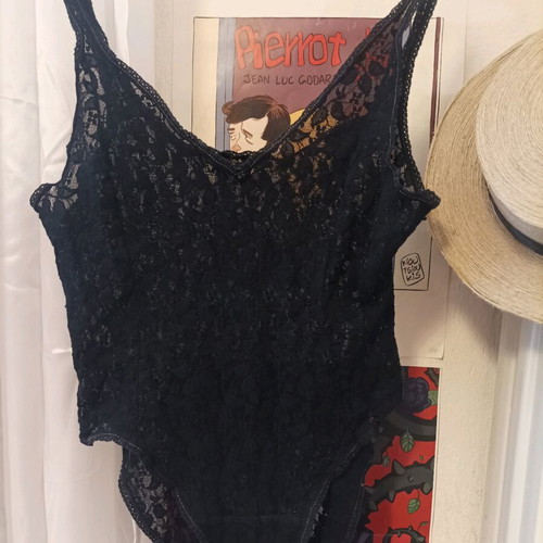 Dark Fairy Inspired Black Lace Bodysuit like new