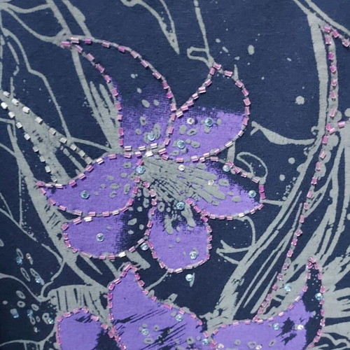 Summer blouse with embroidered beads like new, blue and purple