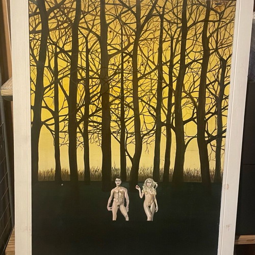 Painting by Chr. Stergiopoulos Adam and Eve like new
