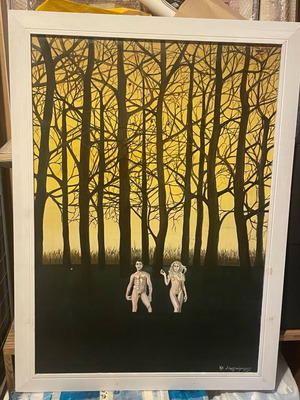 Painting by Chr. Stergiopoulos Adam and Eve like new