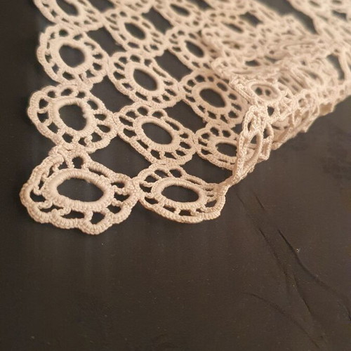 Handmade crocheted doilies used, 2 pieces, beige 18x18 cm