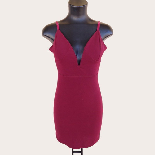 Bordeaux Mini Dress Sexy Tight Strap Back Size S Used