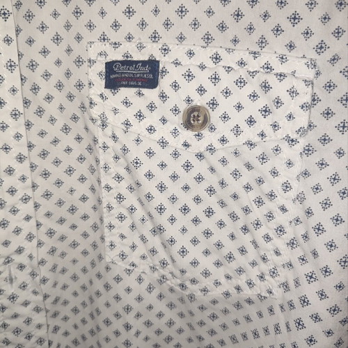 Petrol Industries men's shirt used, size L, white with blue pattern
