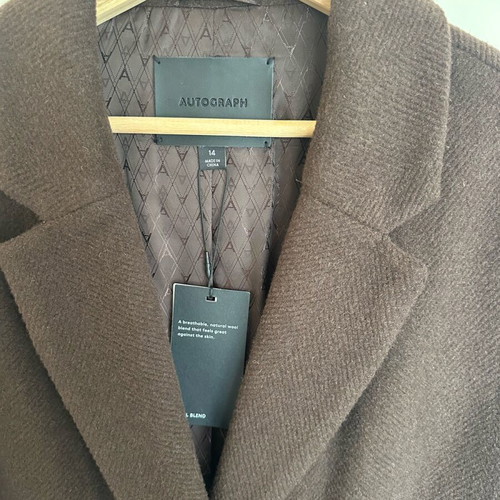 Autograph long coat brown new, size UK 14