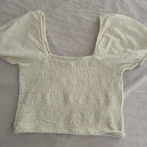 Compania Fantastica cotton top like new, beige, puff sleeves