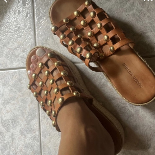Makis Kotris sandals like new, size 39, beige and gold