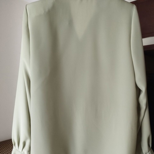Vintage romantic shirt sage green embroidered collar size L like new