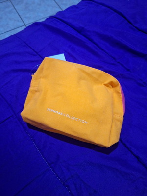 Sephora collection toiletry bag new, orange with pink zipper