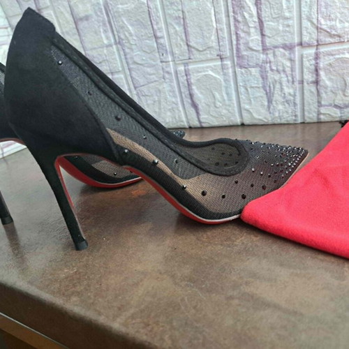 Christian Louboutin high heels size 35 new black suede and mesh