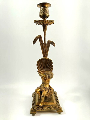 Antique Large 19th Century French Style Bronze Candlestick Like New