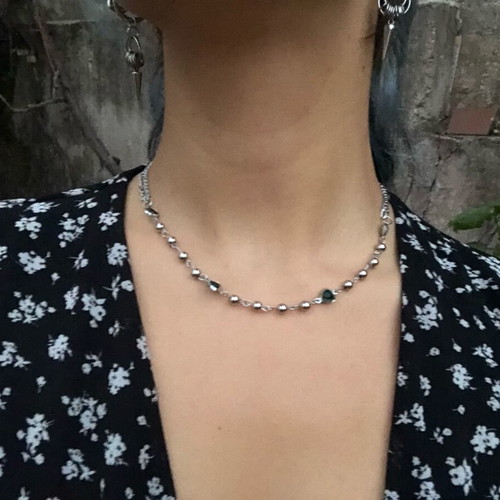 Fairy Y2k Boho Alternative Gothic Grunge Necklace new, green and silver