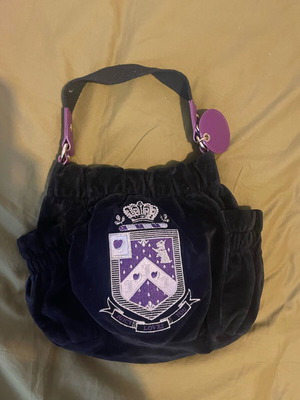 Juicy Couture vintage Y2K velour shoulder bag black purple like new
