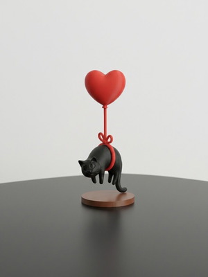 Διακοσμητική φιγούρα γάτας με καρδιά καινούργια