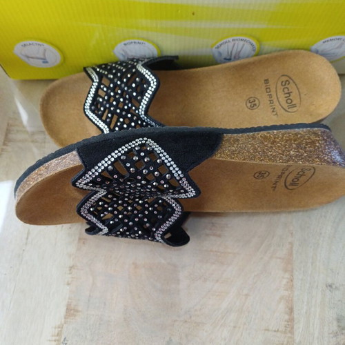 Scholl Anatomical Slippers Women Size 35 Like New Black
