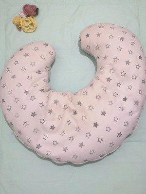 Breastfeeding pillow used, white and gray with zipper