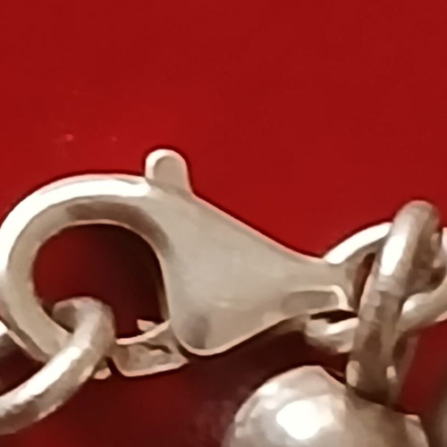 Necklace with small grey pearls and 925 silver clasp, 42 cm