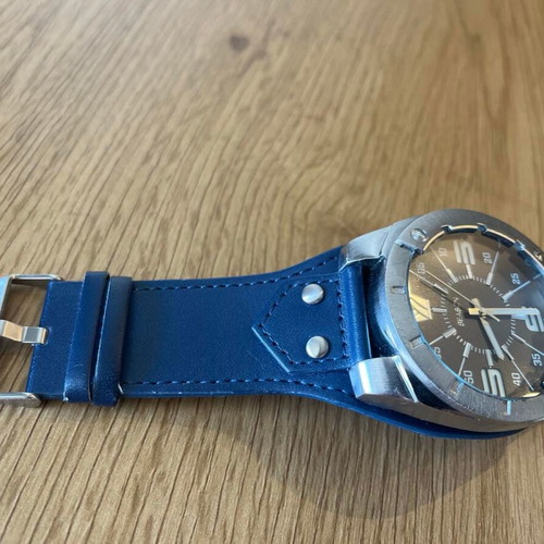 Ανδρικό ρολόι Season Time Power 48mm με μπλε δερμάτινο λουράκι καινούργιο