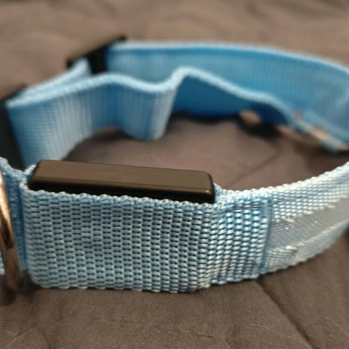 Blue glowing rechargeable dog collar like new