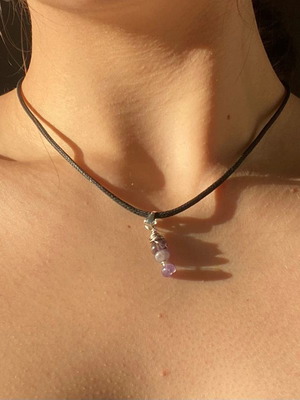Handmade boho/fairy necklace with 925 silver clasp made to order, black and purple