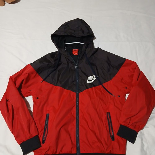Nike Windrunner jacket used, red and black, size M