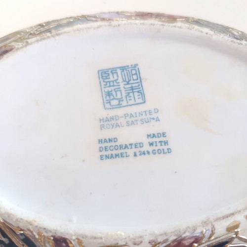 Vintage Royal Satsuma Porcelain Jewelry Box used, hand-painted with 24K gold