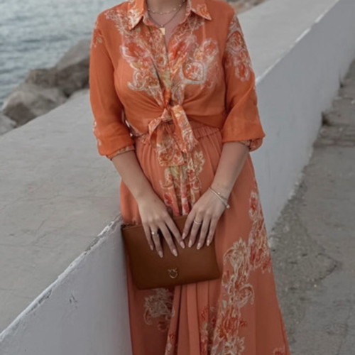Vassia Kostara skirt, orange, XS