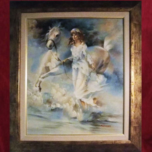Alexander (Girl with Horse) painting like new with frame