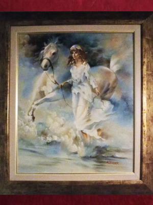 Alexander (Κοπέλα με άλογο) πίνακας ζωγραφικής σαν καινούργιος με κορνίζα