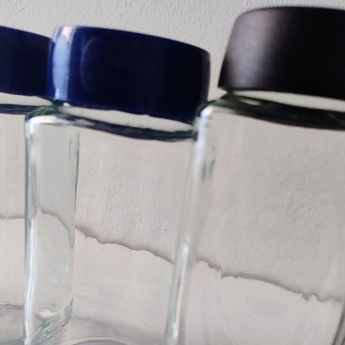 Set of 4 square glass jars 16cm Maxwell House