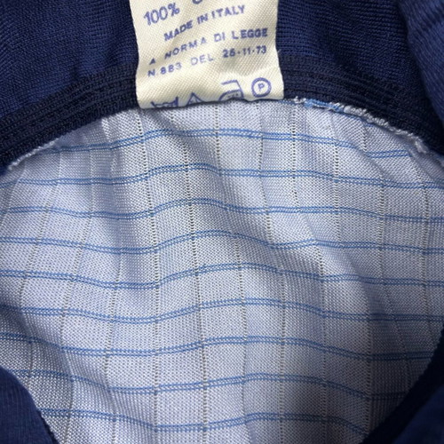 Vintage Victor 100% Cotton Polo XS used, light-blue grid with navy trim