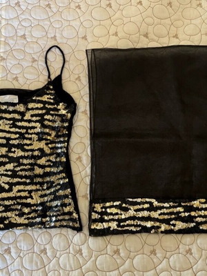 Σετ τοπ και φουλάρι Raxevsky μαύρο και χρυσαφί σαν καινούργιο