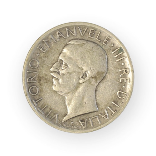 Italy 5 lire 1928 used silver coin