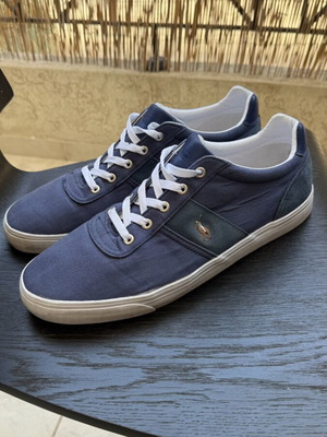 Polo Ralph Lauren Hanford sneakers size 46, used, blue cotton and leather