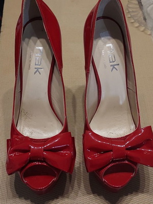 Nak Γόβες Peep Toe λουστρίν Νο 38,5 σαν καινούργιο, κόκκινες