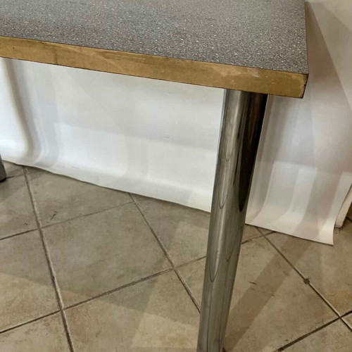 Kitchen table with metal legs and wooden granite-effect top 74x105x60