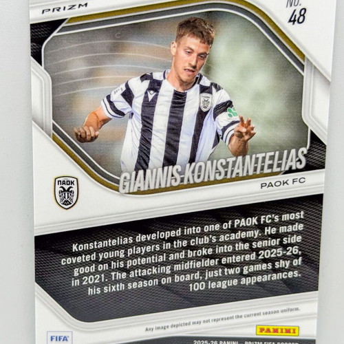 Panini FIFA Prizm 2025/26 Giannis Konstantelias Soccer Ball Prizm Parallel RC SP new